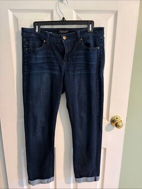 Liverpool Navy Blue Boyfriend Jeans with Rolled Cuffs, 26” inseam